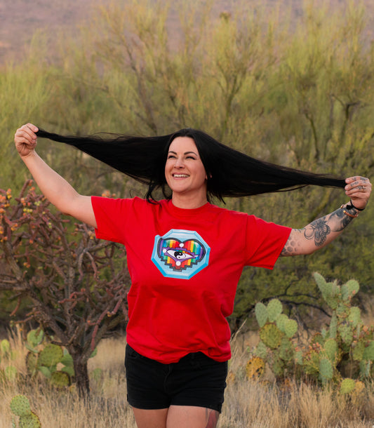 Rainbow Heart T-Shirt Red